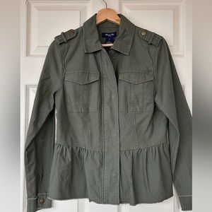Anna Cai Khaki Green Peplum‎ Jacket Size Small